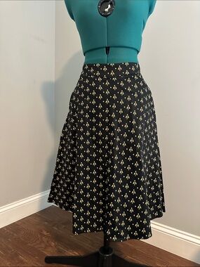 Black Firefly A-Line Cotton Midi Skirt by Miss Lulo